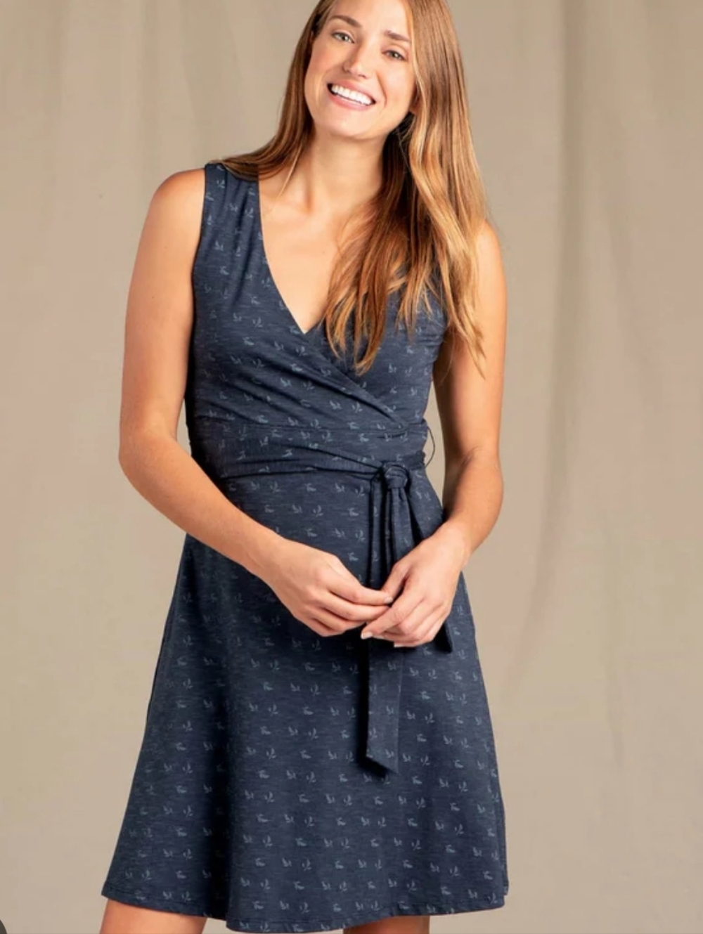 Toad & Co Sleeveless Navy Dress with Tie XS